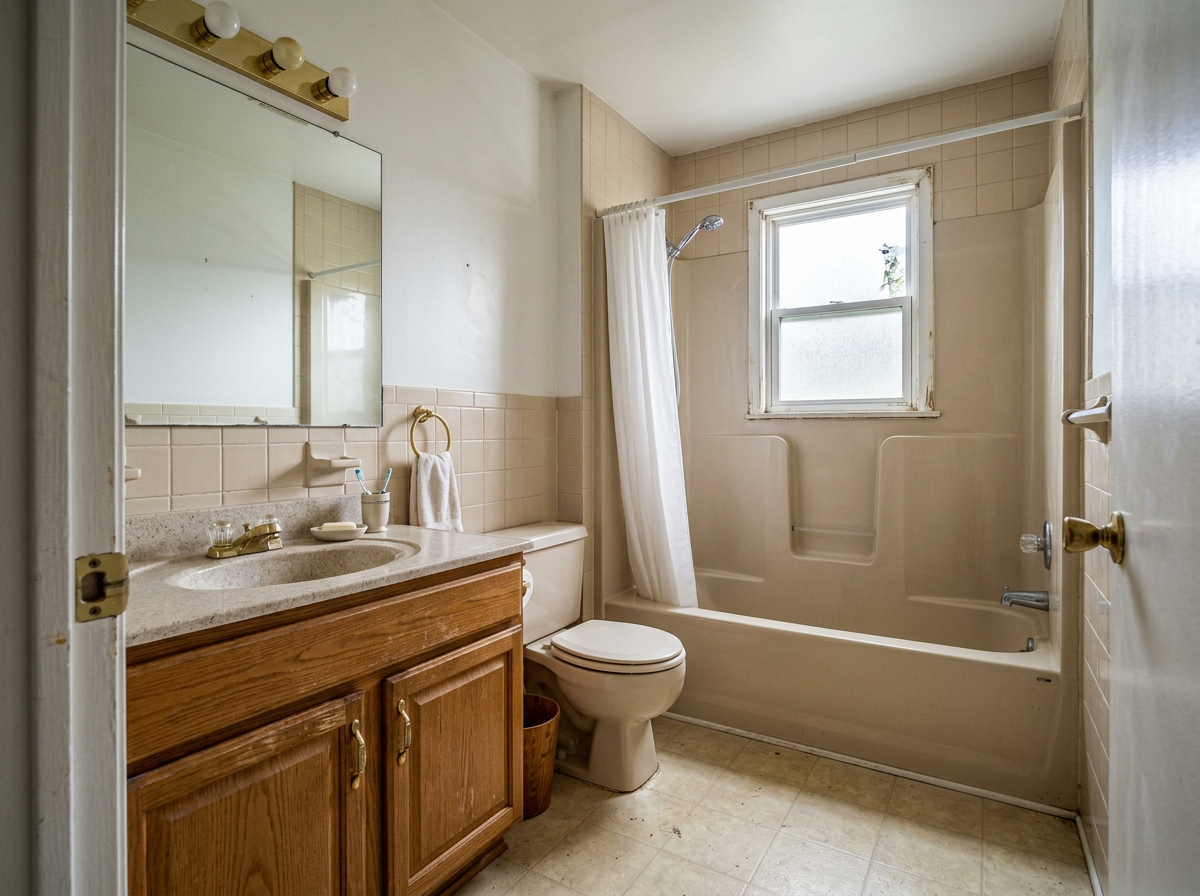 Dated bathroom before remodel